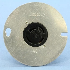 Bryant Non-NEMA Locking Receptacle 20A 120/208V 3PHY 4" Round Metal Box Cover - Picture 1 of 5