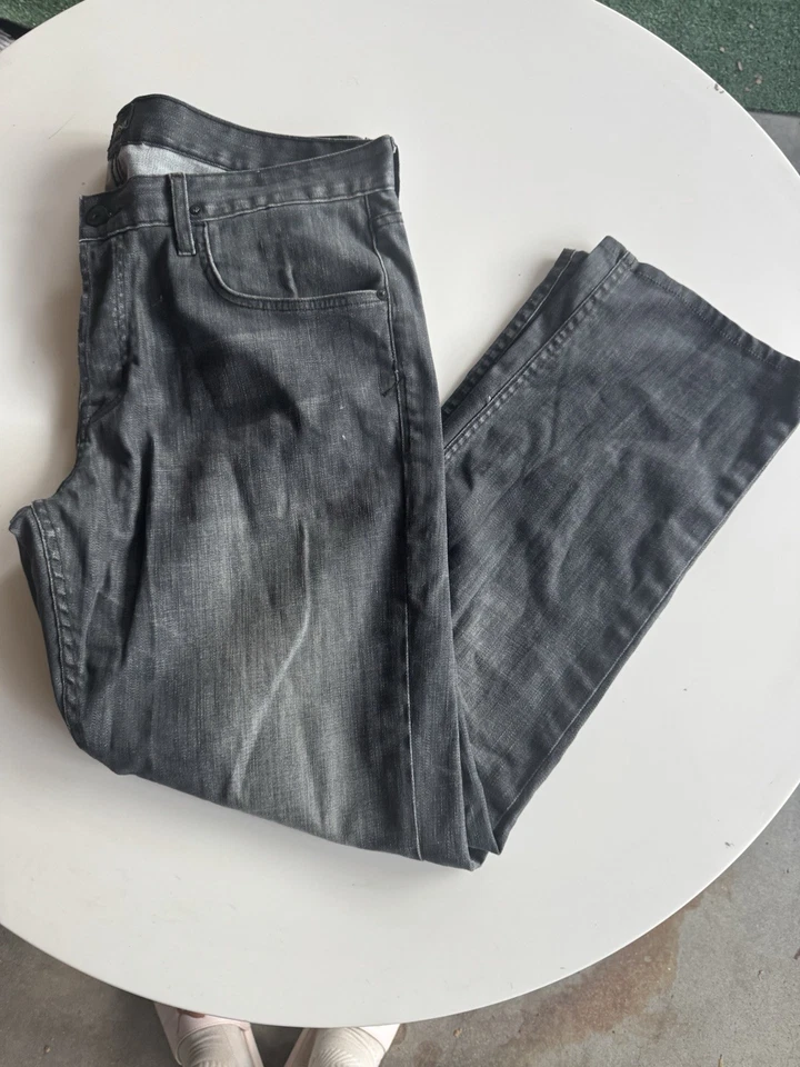 Pantalones de mezclilla rectos grises para hombre Hudson Byron, talla 36, elásticos tiro medio Foto 1 de 4