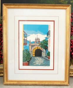VTG 1992 FRAMED SIGNED A/P CAPILLA DEL CRISTO OLD SAN JUAN VIEW, SAN JUAN, PR - Picture 1 of 24
