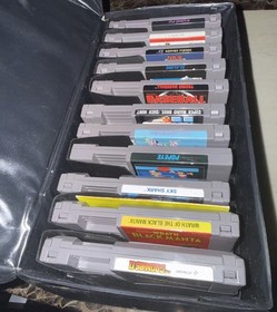 Vintage Nintendo NES Bundle: 11 Games & Hard Case - Mario, Popeye, Double Dragon
