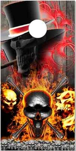 Flame Skulls LAMINATED Cornhole Wrap Bag Toss Skin Decal  - Picture 1 of 1