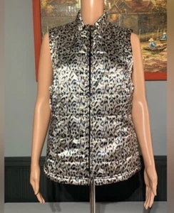 Westbound Shiny Animal Print Vest With Zipper Size M - Picture 1 of 4