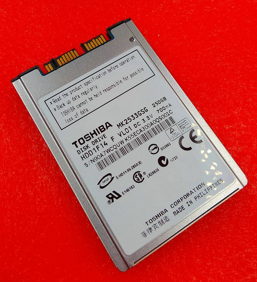 Toshiba MK2533GSG 250GB,Internal,5400 RPM,4.57 cm (1.8") (MK2533GSG) Desktop HDD - Image 1 of 3