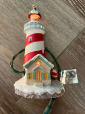 1994 Hallmark Mr. & Mrs. Santa Claus Lighthouse Candy Cane Christmas Ornament