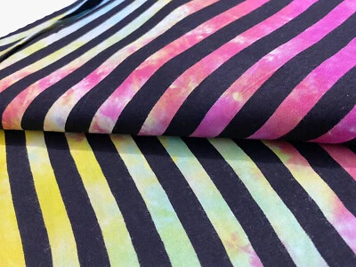 Indian Multi Striped Rayon Fabric Block Lining Women Clothing Fabric 3 Yard US - Image 1 of 4