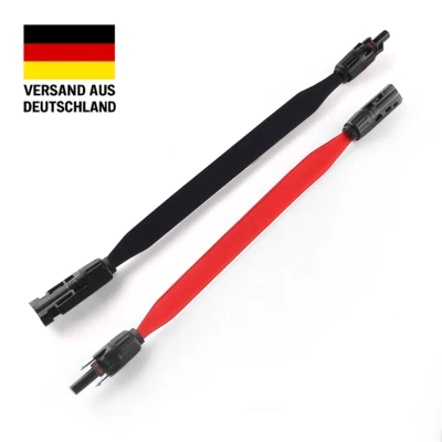 CLANDRAS 2x Solarkabel flach mit MC4 Fensterdurchführung 30cm 4mm² rot & schwarz für PV