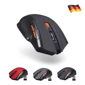 Funk Maus Gaming Kabellos Wireless Mouse für PC Laptop Blau Rot Schwarz USB T0R4 - Bild 1 von 10