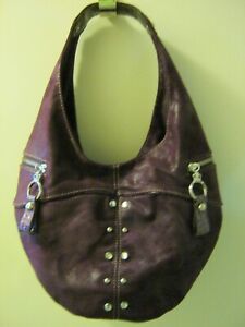 KATHY VAN ZEELAND Jeweled Purple Faux Leather Suede Handbag Purse Shoulder Strap