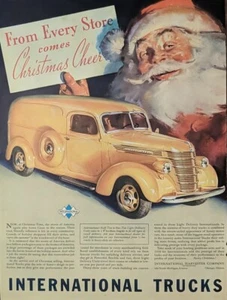 Anuncio impreso de camión de reparto internacional de Navidad 1938, anuncio previo a la WWll  - Imagen 1 de 1