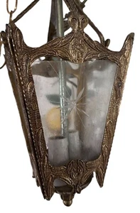 VINTAGE MESSING GOLD DECKEN HÄNGE LEUCHTE AUSGEFALLEN ELEGANT SELTEN viktorianisch - Bild 1 von 7