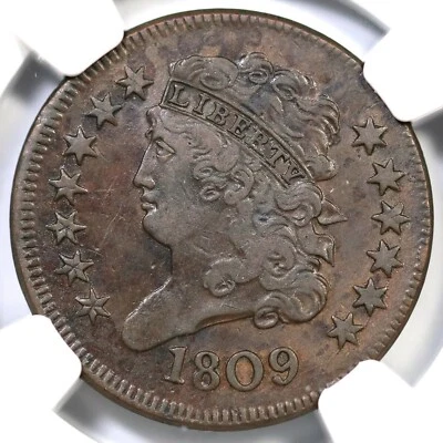 1809 C-2 R-3 NGC VF 30 Classic Head Half Cent Coin 1/2c - Image 1 of 4