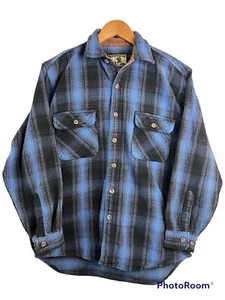 Vintage Field & Stream Heavy Flannel Med Buffalo Plaid Men's Shirt Blue - Picture 1 of 5