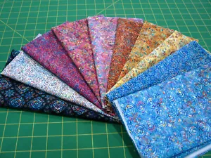10 Fat Quarters Quilt Cotton Fabric Lot - QT Fabrics Dan Morris Zanzibar Coords - Picture 1 of 1