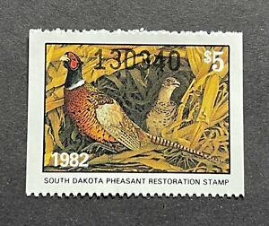 WTDstamps - 1982 SOUTH DAKOTA - State Pheasant Habitat Stamp - Lot1 - Mint OG NH