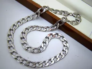 SUPERB 925 SOLID STERLING SILVER 22" 56CM FLAT CURB LINK CHAIN NECKLACE HEAVY - Picture 1 of 13