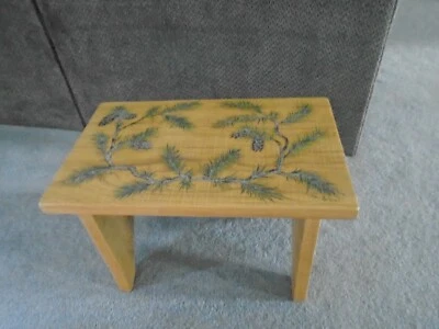 Agulhas de pinho pintadas à mão carvalho maciço banco de madeira pé banquinho planta suporte otomano - Imagem 1 de 4