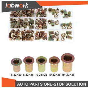 Labwork Kit d'écrous à rivets 150 Pack écrous 1/4-20 10-32 10-24 8-32 6-32 SAE Jeu d'écrous à rivets - Photo 1/8
