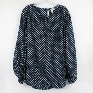 Ava & Viv Women's 3X Balloon Long Sleeve Polka Dot Blouse - Picture 1 of 5