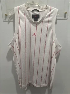 Nike Air Jordan Basketball Jersey Mens Size XL White Red Pinstripe - Picture 1 of 6