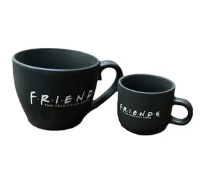 Friends The Television Series 2 Coffee Stoneware Mugs Black Big & Small - Picture 1 of 10