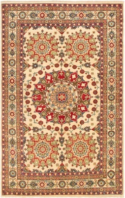 Traditional Hand-Knotted Geometric Area Rug 6'5" x 10'3" Oriental Wool Carpet - Image 1 of 4
