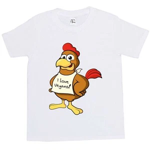 1Tee Kinder Jungen I Love Vegans, Huhn T-Shirt - Bild 1 von 30