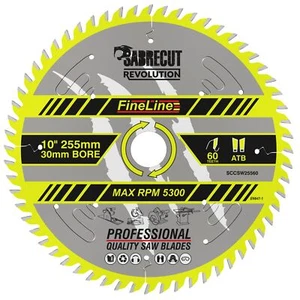 Hoja de sierra circular SabreCut FineLine 255 mm 60T acabado profesional para madera - Imagen 1 de 5