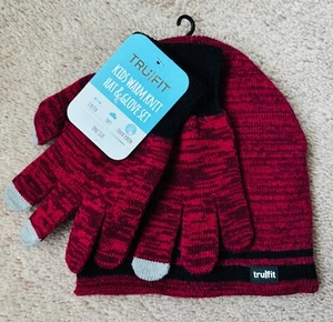 TruFit Kids warm knit hat and glove set, 2- packs, red and green - Picture 1 of 4