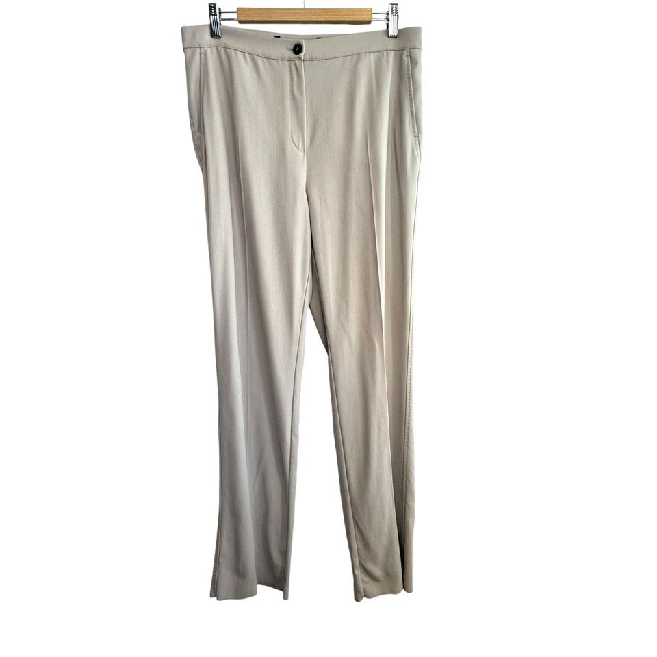 Pantalones ajustados de lana beige topo arena talla 21 (14 Aus) Marina Rinaldi diseñador Foto 1 de 4