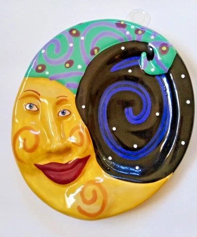 Dana Simson Wall Art /Spoon Rest Ceramic DS Moon 5.75" - New from 2001 Stock Cover