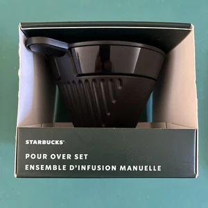 Starbucks Black `Pour Over Set' Coffee Funnel Brewing Coffee Maker. OPEN BOX. - Picture 1 of 8