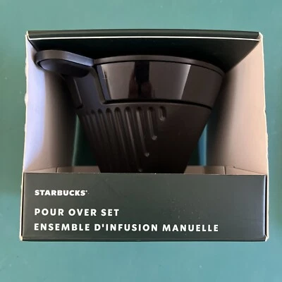 Starbucks Black `Pour Over Set' Coffee Funnel Brewing Coffee Maker. OPEN BOX. - Image 1 of 4