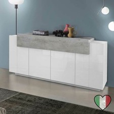 Credenza Moderna 4 ante 1 cassetto - Cemento - Made in Italy - Corona