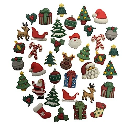 Buttons Galore Christmas Super Value Pack Craft Buttons, Red 50 Pack  - Image 1 of 4