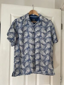 Camisa Nat Nast Para Hombre Grande Azul Mezcla Seda Abotonada Manga Corta Palmera Fronda - Imagen 1 de 3