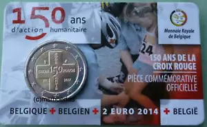 Belgio 2 euro 2014 Croce Rossa CoinCard carta moneta euro edizione francese - Foto 1 di 1
