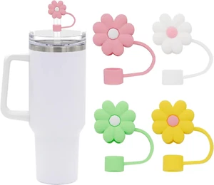 4Pcs 0.4In Diameter Cute Silicone Straw Covers Cap for Stanley Cup, Dust-Proof D - Picture 1 of 12