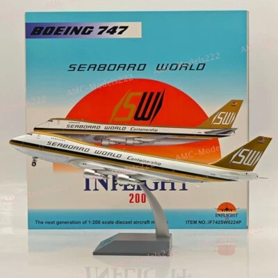 1:200 SEABOARD WORLD Boeing 747 / N701SW /INFLIGHT 200 /WITH STAND /IF742SW0224P - Image 1 of 4