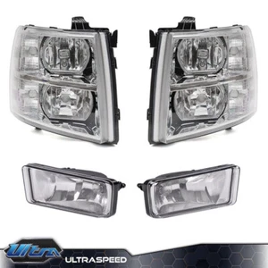 Fit For 07-14 Silverado 1500/2500/3500 Clear Corner Headlights + Fog Lights - Picture 1 of 12