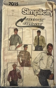 Simplicity Connoisseur Pattern No 7015 Mens Size 44 Button Up, VTG, 1985, Uncut - Picture 1 of 3
