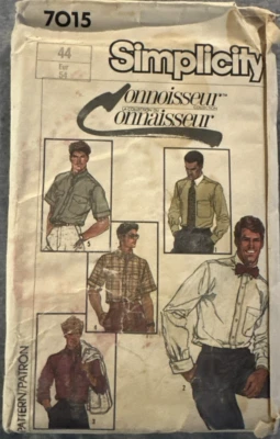 Simplicity Connoisseur Pattern No 7015 Mens Size 44 Button Up, VTG, 1985, Uncut - Image 1 of 3