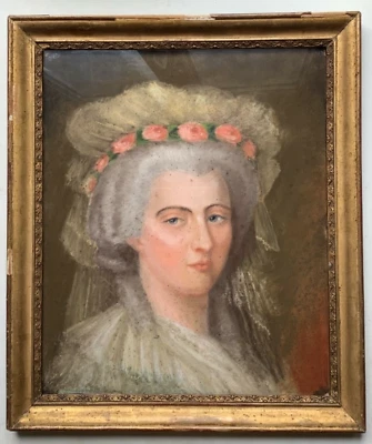 18th - French Original Realist Pastel - PORTRAIT OF MARIE ANTOINETTE - Image 1 of 4