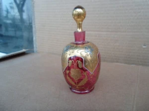Amazing Antique Moser Bohemian Gold gilded Scent Perfume Bottle 1900's - Picture 1 of 10