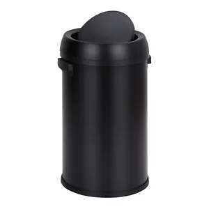 17Gallon Swing Top Trash Can Stainless Steel Rubbish Bin Waste Garbage Can Black - Picture 1 of 7