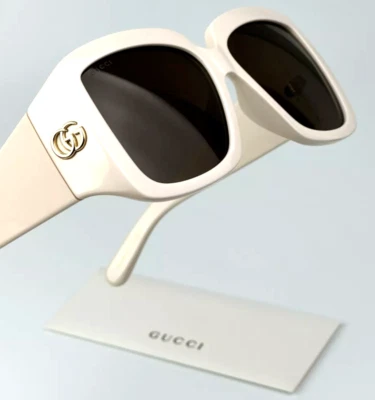 New GUCCI Sunglasses GG1402SA 004 55-15 135 Ivory & Gold Frames w/ Brown Lenses - Image 1 of 4