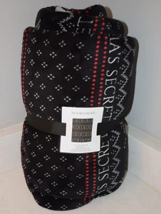 Victoria's Secret Plush Sherpa Cozy Fleece Blanket Throw Black Fair Isle 2023 - Picture 1 of 7