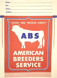 C1960s VTG ABS American Breeders Service Advertising Livestock Stall Sign Poster - Picture 1 of 3