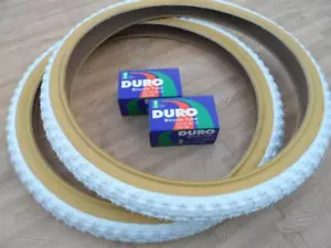 PAIR of 20" BMX Bicycle White Gum wall Tires & Tubes 20X1.75 MX3 COMP3 20" - Picture 1 of 3