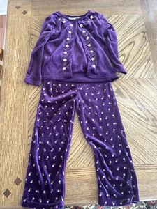 Vintage Y2K Girls Velour Purple Outfit With Embroidered Flowers Size 6 - Picture 1 of 4