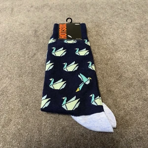 Hot Sox Mens Crew Socks Crane Swan Bird Navy Blue 1 Pair Sock 10-13 Shoe 6-12 - Picture 1 of 3